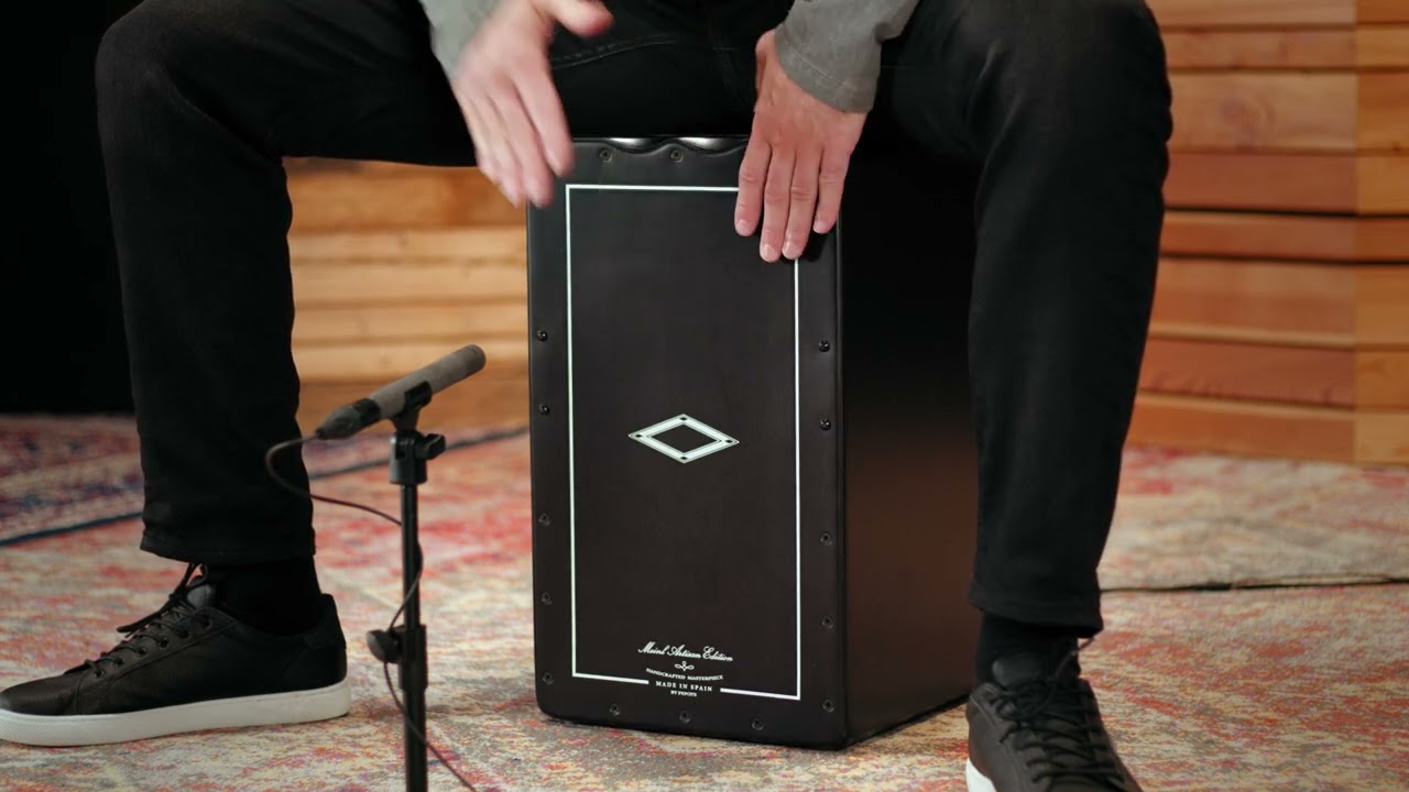 Meinl Percussion Artisan Edition Cajon, Tango Line, Satin Black  (AETLSBK)
