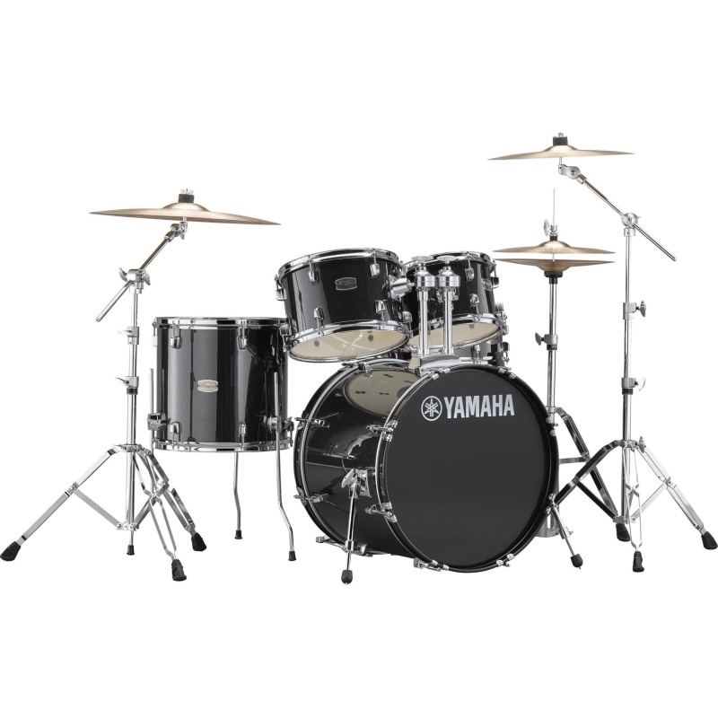 Yamaha Rydeen 20in 5pc Drum Kit BUNDLE – Black Glitter With Cymbals, QT Silencer Set & Throne 6