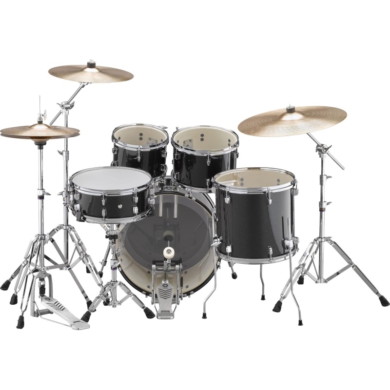 Yamaha Rydeen 20in 5pc Kit BUNDLE – Black Glitter With Cymbals, QT Silencer Set & Throne 5