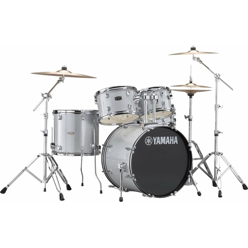 Yamaha Rydeen 20in 5pc Drum Kit BUNDLE – Silver Glitter With Cymbals, QT Silencer Set & Throne 5