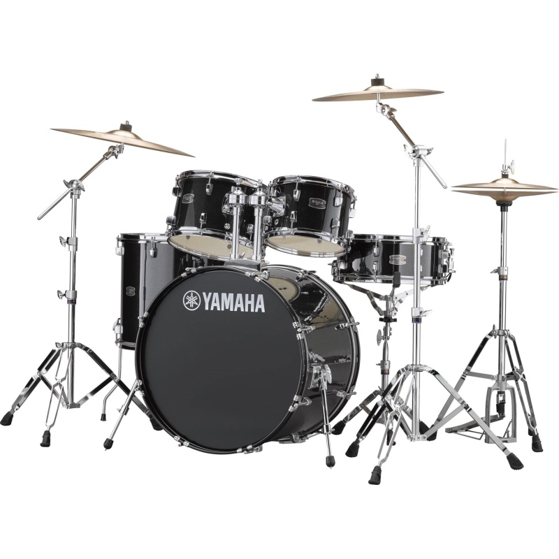 Yamaha Rydeen 22in 5pc Drum Kit BUNDLE – Black Glitter With Cymbals, QT Silencer Set & Throne 5