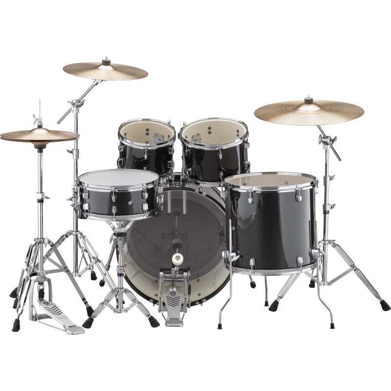 Yamaha Rydeen 22in 5pc Drum Kit BUNDLE – Black Glitter With Cymbals, QT Silencer Set & Throne 6