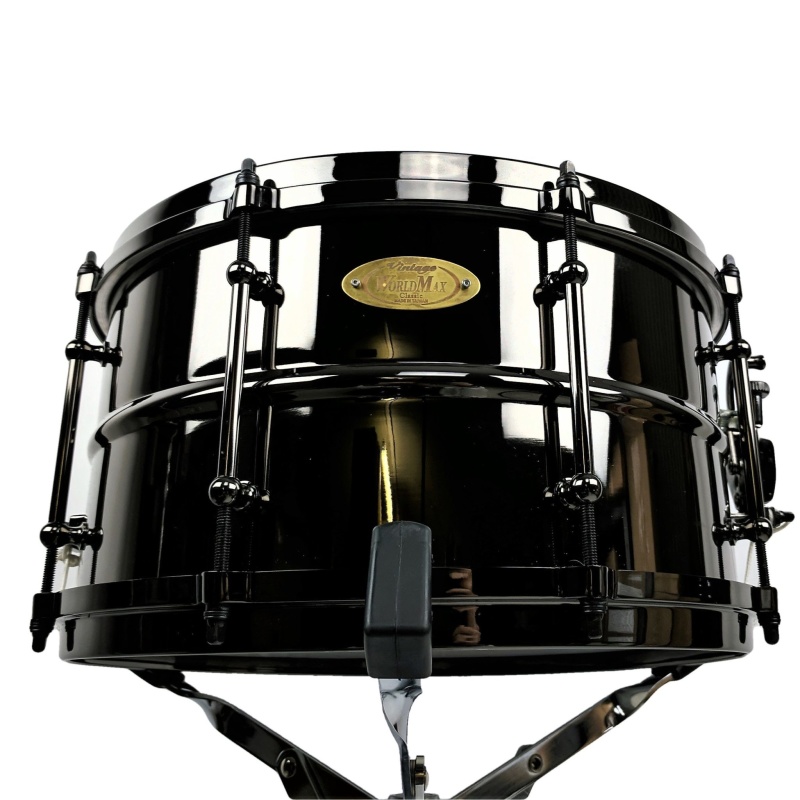 WorldMax 13x7in Black Brass Snare with Black Hardware 4