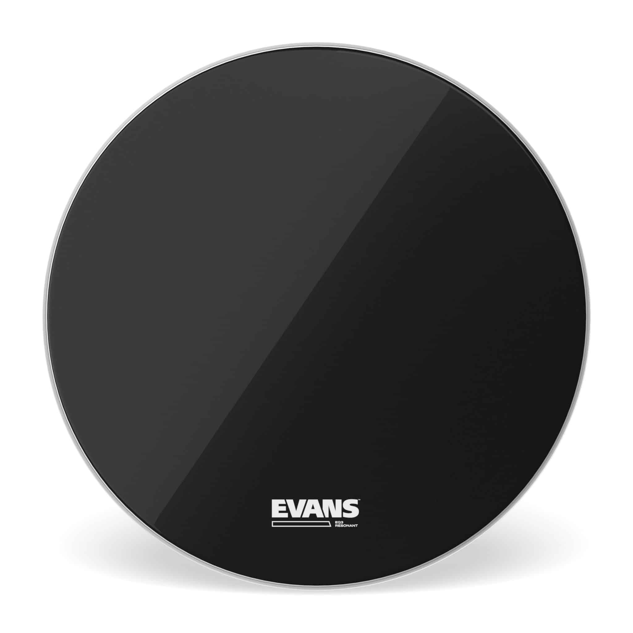 Evans EQ3 22in Black Reso Bass Drum Head – No Port