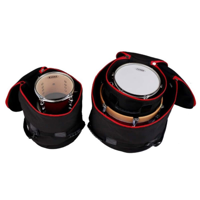 Drum bags with percussion instruments for drummers, portable and protective.