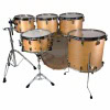 Wooden drum kit for professional drumming and performances.