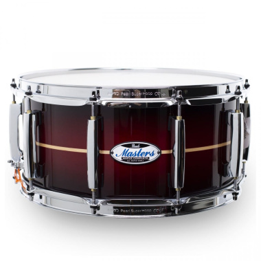 Pearl Masters Maple Complete 14×6.5in Snare – Red Stripe Burst
