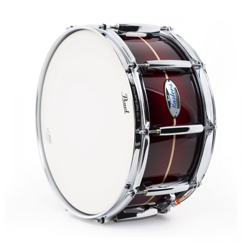 Pearl Masters Maple Complete 14×6.5in Snare – Red Stripe Burst 9