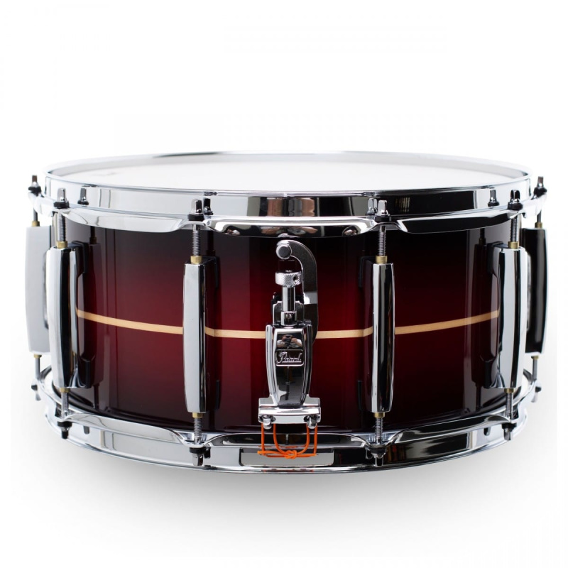Pearl Masters Maple Complete 14×6.5in Snare – Red Stripe Burst 8
