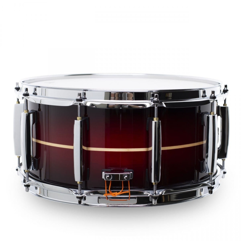 Pearl Masters Maple Complete 14×6.5in Snare – Red Stripe Burst 7