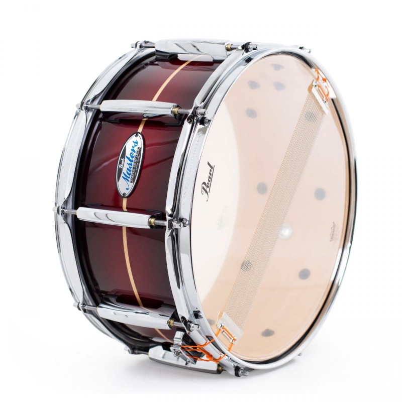 Pearl Masters Maple Complete 14×6.5in Snare – Red Stripe Burst 6