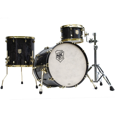 SJC Providence Series 22in 3pc Shell Pack – Obsidian Black With Brass Hardware