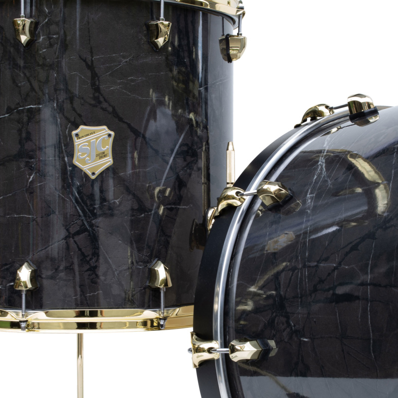 SJC Providence Series 22in 3pc Shell Pack – Obsidian Black With Brass Hardware 8