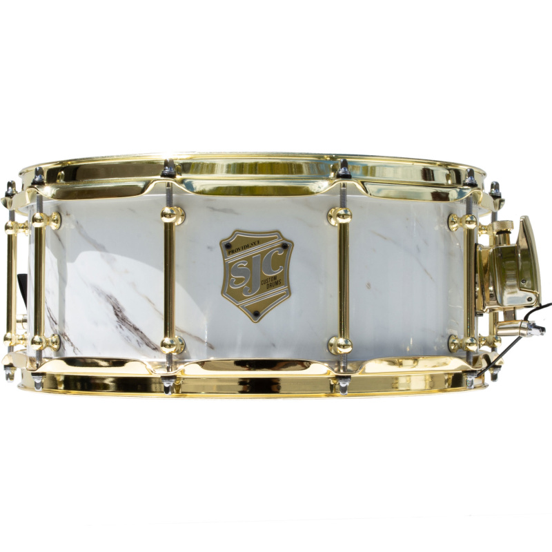SJC Providence Series 14x6in Snare Drum – Calcutta White With Brass Hardware 4