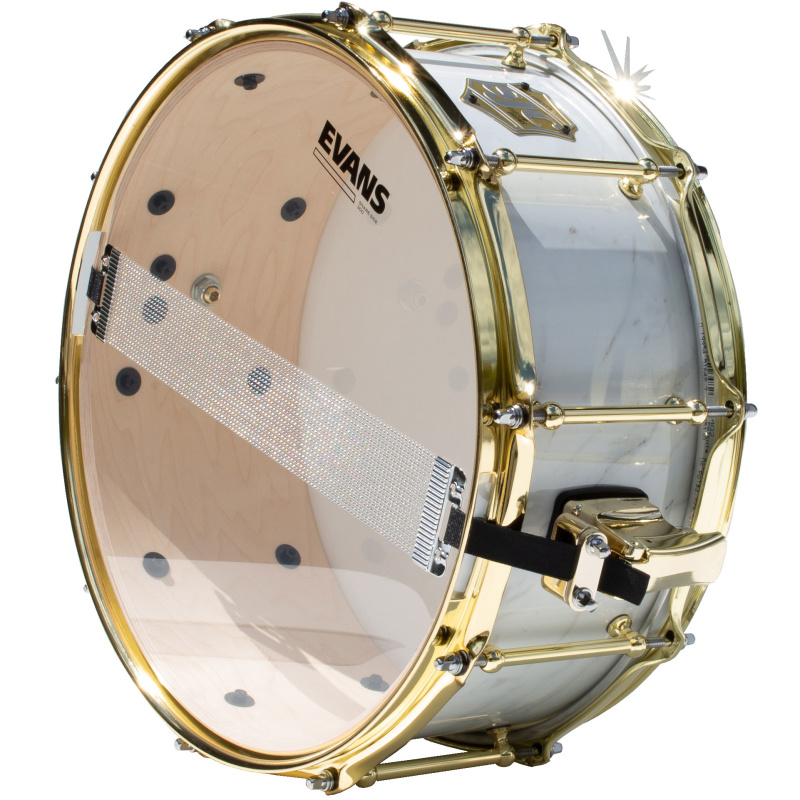 SJC Providence Series 14x6in Snare Drum – Calcutta White With Brass Hardware 5