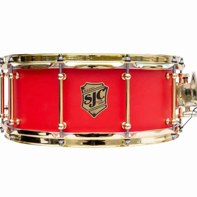 SJC Tour Series 14x6in Snare Drum – Ruby Lacquer With Brass Hardware 3