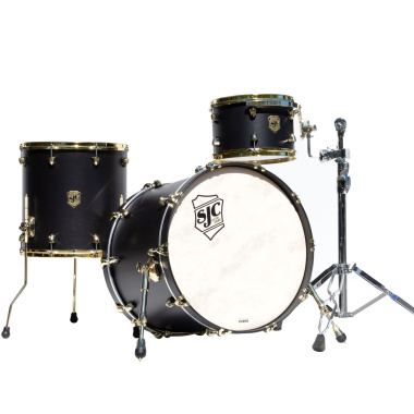 SJC Tour Series 22in 3pc Shell Pack – Onyx Lacquer With Brass Hardware