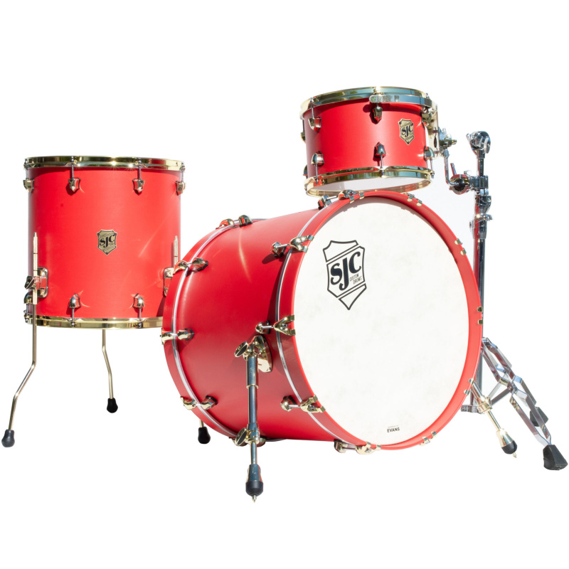 SJC Tour Series 22in 3pc Shell Pack – Ruby With Brass Hardware 4