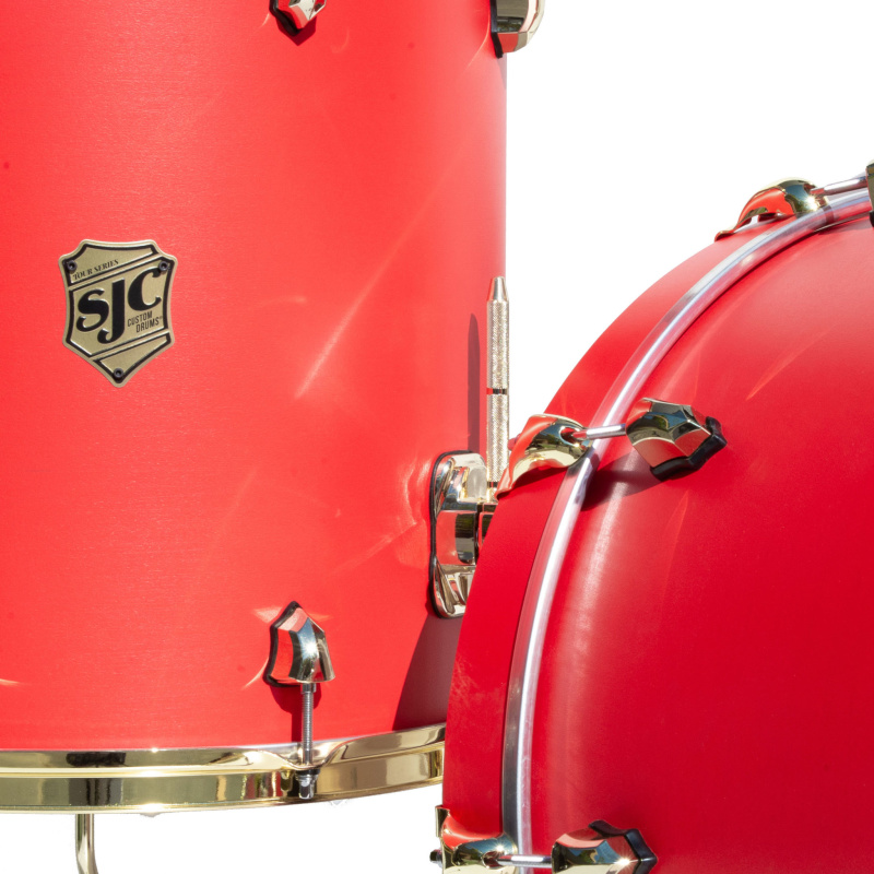 SJC Tour Series 22in 3pc Shell Pack – Ruby With Brass Hardware 9