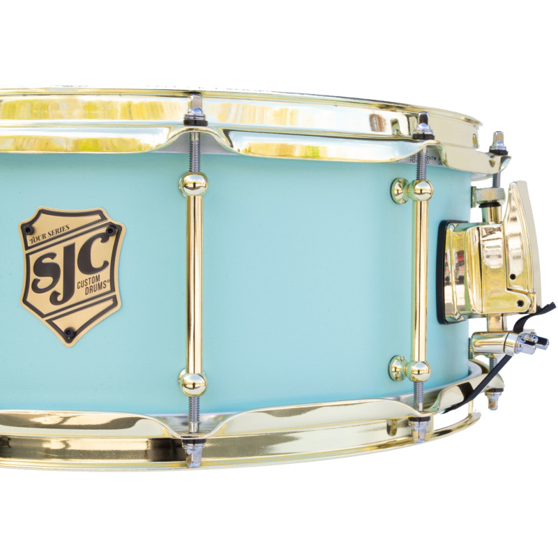 SJC Tour Series 22in 3pc Shell Pack – Surf Lacquer With Brass Hardware 9