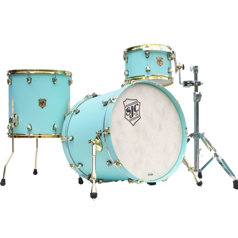 SJC Tour Series 22in 3pc Shell Pack – Surf Lacquer With Brass Hardware 4