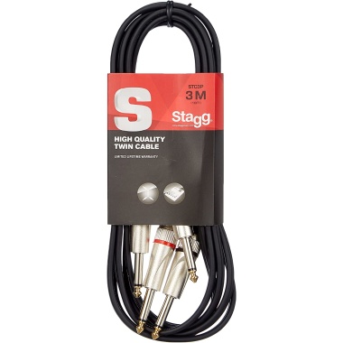 Stagg 3m Twin 1/4in Audio Cable