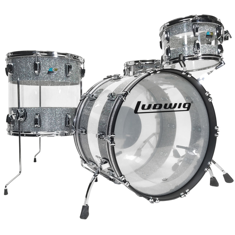Ludwig Vistalite 50th Anniversary 22in 4pc Shell Pack – Silver Sparkle Triband 4