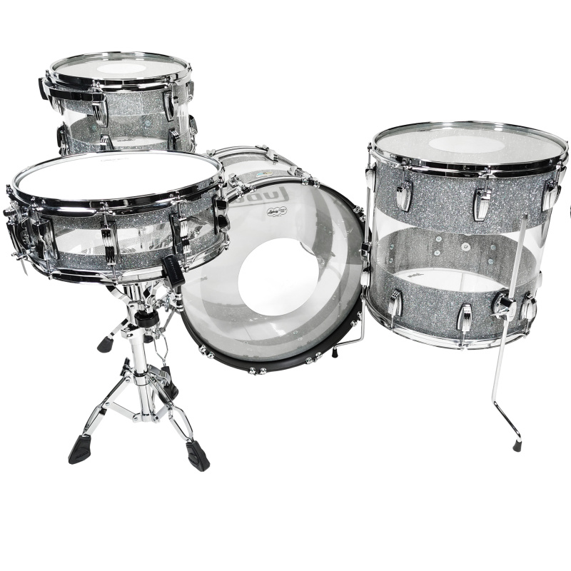 Ludwig Vistalite 50th Anniversary 22in 4pc Shell Pack – Silver Sparkle Triband 7
