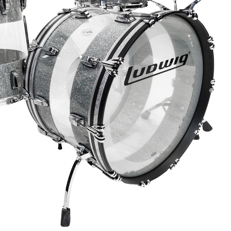 Ludwig Vistalite 50th Anniversary 22in 4pc Shell Pack – Silver Sparkle Triband 9