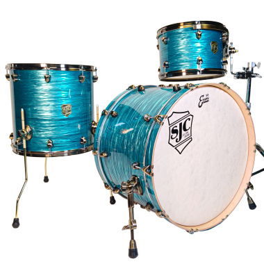 Sjc Wicked Custom 24in 3pc – Turquoise Ripple With Antique Brass Hardware