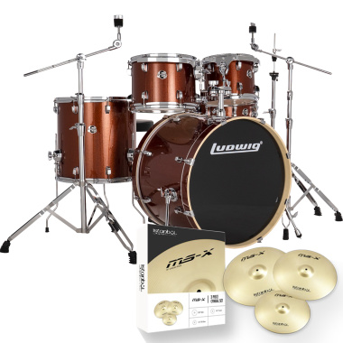 Ludwig Evolution 22in Kit With Hardware & Cymbals – Copper