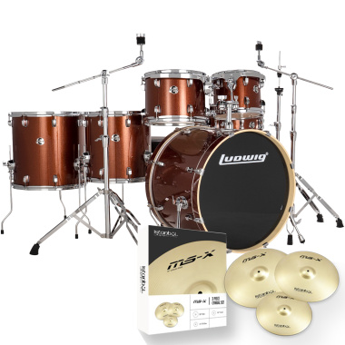 Ludwig Evolution 6pc Kit With Hardware & Cymbals – Copper