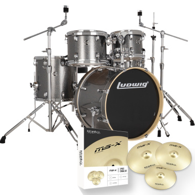 Ludwig Evolution 20in Kit With Hardware & Cymbals – Platinum