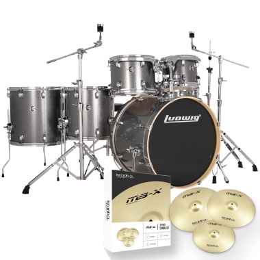 Ludwig Evolution 6pc Kit With Hardware & Cymbals – Platinum