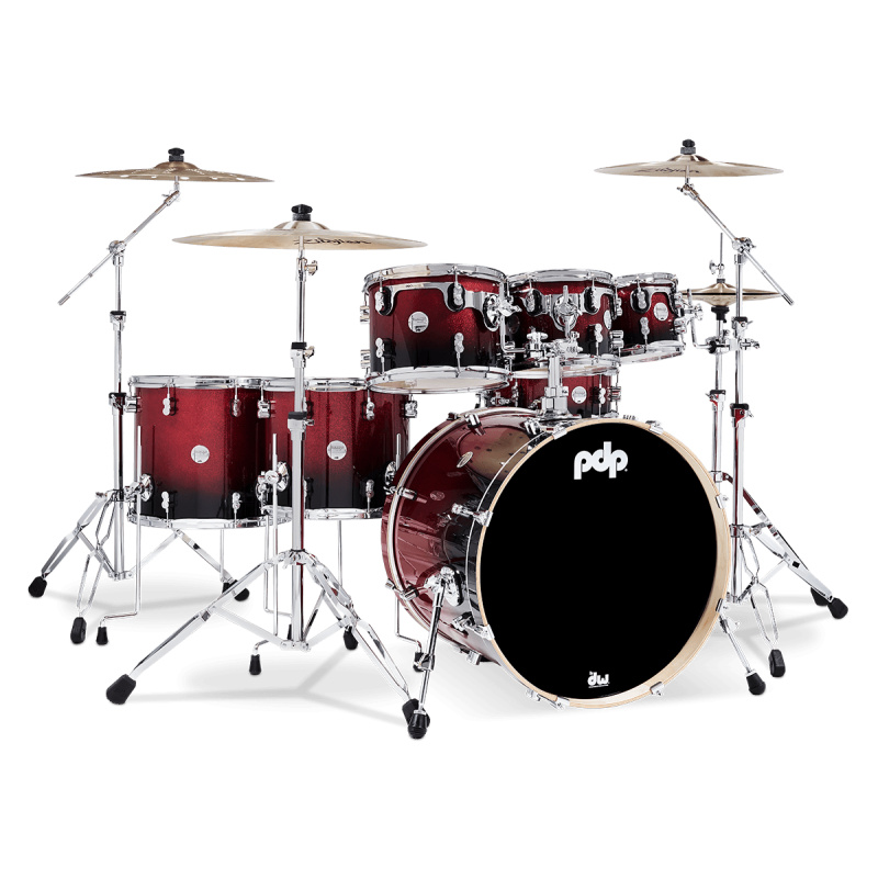 PDP Concept Maple 22in 7pc Shell Pack – Red To Black Fade 4