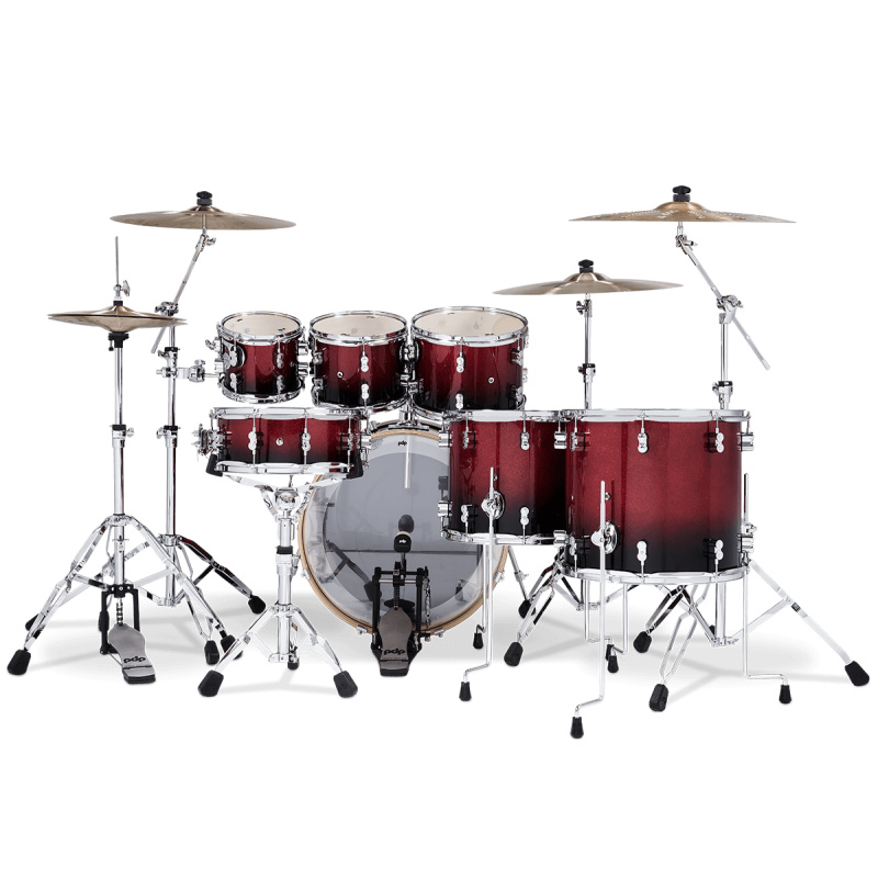 PDP Concept Maple 22in 7pc Shell Pack – Red To Black Fade 5
