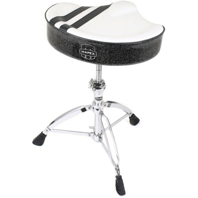 Mapex T756W Ltd Edition Drum Throne – White With Black Stripe 4