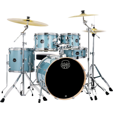 mapex venus 5pc rock drum kit with paiste 101 cymbals & b400 boom stand aqua blue sparkle