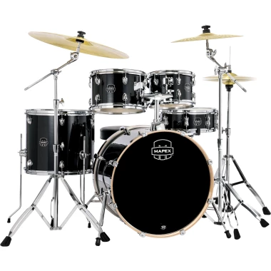 mapex venus 5pc fusion drum kit with paiste 101 cymbals & b400 boom stand black galaxy sparkle