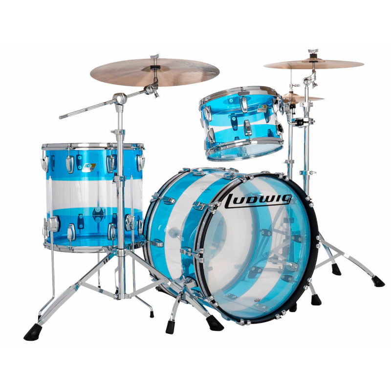 ludwig vistalite 50th anniversary fab shell pack blue / clear / blue