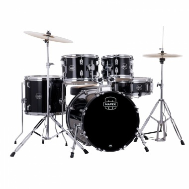 mapex comet 18in compact drum kit with hardware & cymbals dark black