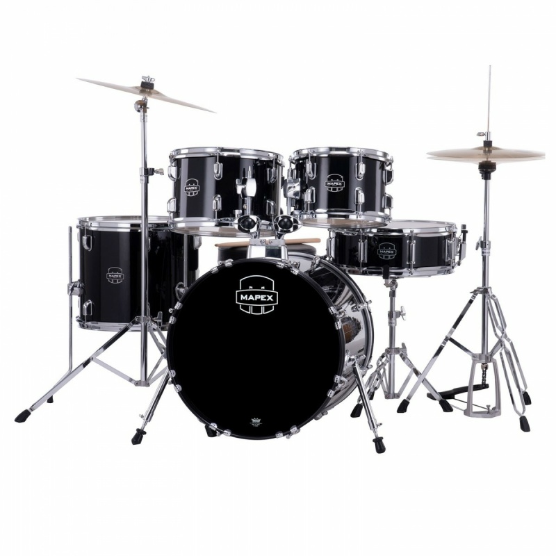 mapex comet 18in compact drum kit with hardware & cymbals dark black
