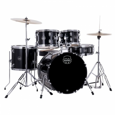 mapex comet 20in fusion drum kit with hardware & cymbals dark black