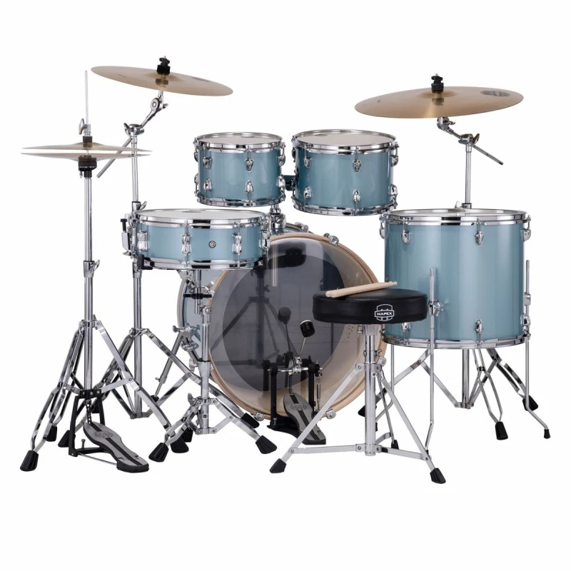 mapex venus 22in 5pc drum kit w/ride cymbal aqua blue sparkle