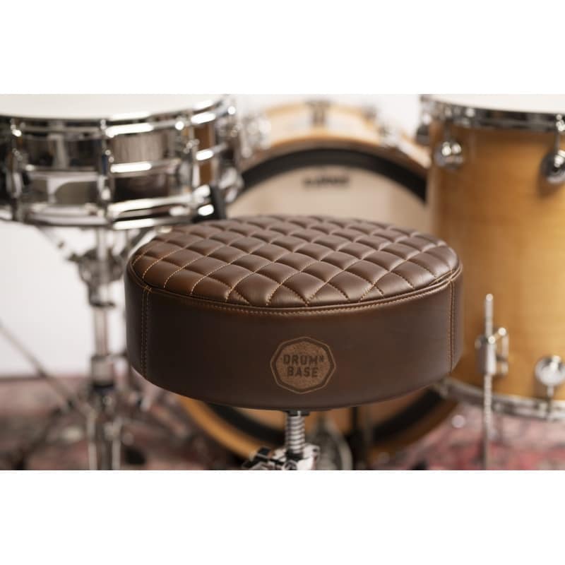 DRUMnBASE Full Grain Leather Drum Throne Top - Brown - Image 2