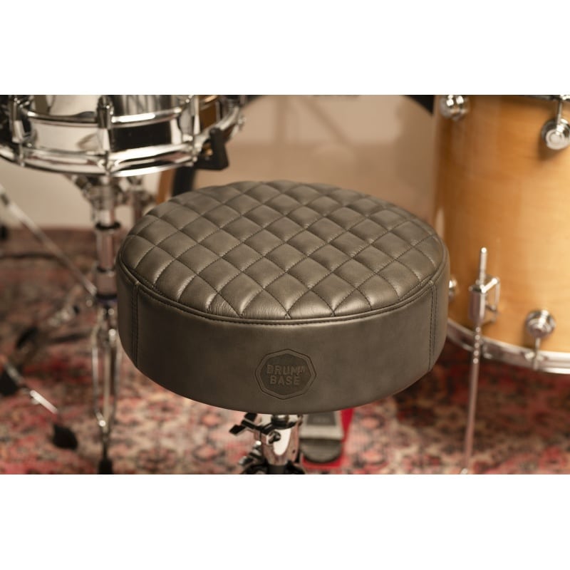 DRUMnBASE Full Grain Leather Drum Throne Top - Grey - Image 2
