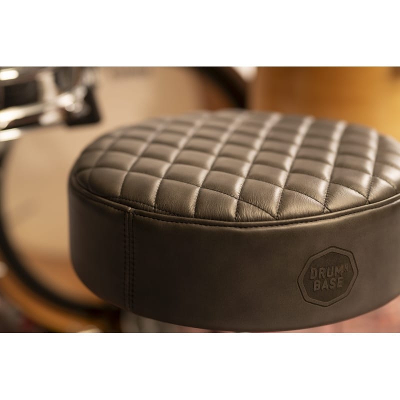 DRUMnBASE Full Grain Leather Drum Throne Top - Grey - Image 3