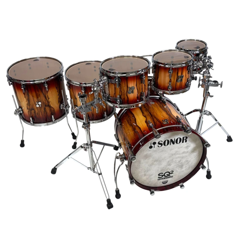 Sonor SQ2 20in 7pc Shell Pack - Red Burst over African Marble - Image 13