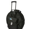 Rolling drum bag with extendable handle for musicians on the go.
