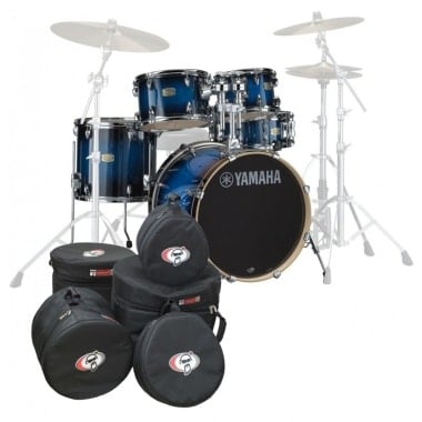 Yamaha Stage Custom Birch 22in 5pc Shell Pack - Deep Blue Sunburst w/Protection Racket Nutcase Set